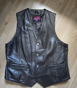 Verducci Herren Leder Biker Weste Vintage 80er/90er Motorrad Style Gr. Large V0455 - Bild 1 von 12