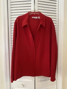 Tanjay Red Zipper Jacket Shacket Womens Sz 14 Business Casual Fall Cozy - Picture 1 of 7
