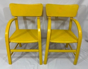 2 Vintage 1963 Mid Century Danish Style Walnut Children's Chairs Delphos Bending - Picture 1 of 9