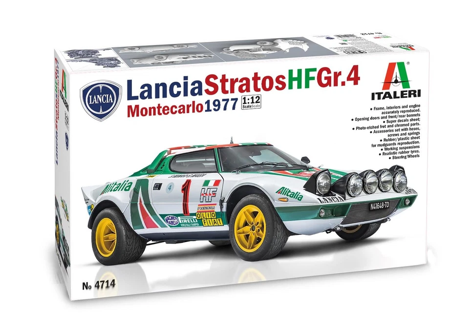 1:12 ITALERI Lancia Stratos Hf Alitalia #1 Win.Rally Montecarlo 1977 Kit IT4714 - Immagine 1 di 4