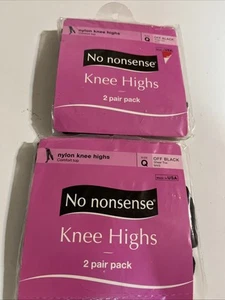 No Nonesense Womens Knee Highs Tights sz Q Off Black Lightweight Comfort Top NEW - Picture 1 of 7
