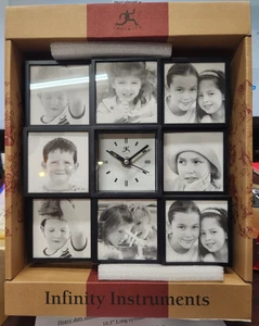 Photo Frame Wall Clock Picture Collage 8-Picture Display Photowall Home Decor - Picture 1 of 4