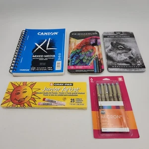 Artist Drawing And Sketch Lot: Sketch Pad Pencil Sets Oil Pastels Fine Line Pens - Picture 1 of 12