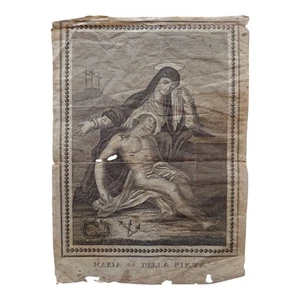 *HH* Antica Incisione Religiosa Votiva Devozionale Santino Stampa Pietà Cristo - Foto 1 di 6