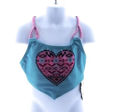 YMI Girls Turquoise and Pink Bathing Suit Top Size 7 / 8 - Image 1 of 3