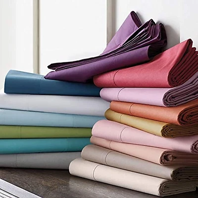 1000TC Egyptian Cotton 8" Deep Pocket Fitted Sheet + Pillow Cases solid Color - Image 1 of 4
