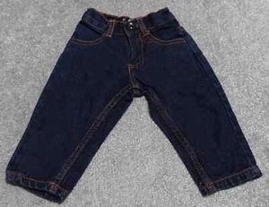 Mecca Pants Boy's Size 0-3 Blue Denim Flat Front Embroidered Logo Casual - Picture 1 of 10