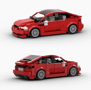 Tesla Model S | Rosso | Set di mattoncini da costruzione MOC - 413 pezzi UK - Foto 1 di 9