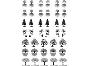 Mini Trees 39 pcs 0.65 Inch Black Fused Glass Decals - Picture 1 of 1