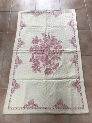 Ralph Lauren Blue Label Waitley Pink 100% Wool Chainstitch Bird Floral Rug 3'x5' - Image 1 of 4