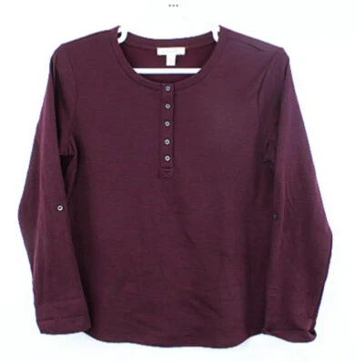 America Ariel Women's  Henly  XL Burgundy Black Stripes  Vintage Ladies Juniors - Image 1 of 3