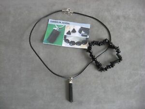 Edelsteinkette - Schwarzer Turmalin-Set - Anhänger/Armband für Schmerzen/Stress