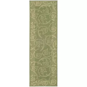 Indoor/Outdoor Oasis Olive/Natural Runner Rug 2' 3 x 10' - Picture 1 of 1