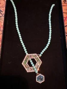 HEIDI DAUS Hex Appeal Crystal Necklace Turquoise Beautiful NEW - Picture 1 of 4