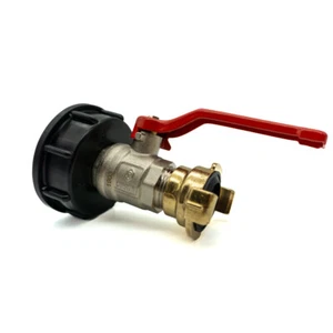 IBC S60 Adapter mit Kugelhahn mit Griff & Wasserkupplung System Geka kompatibel - Bild 1 von 6