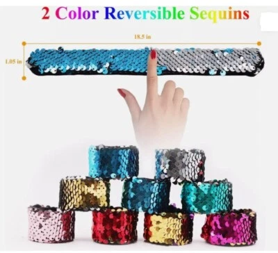 Pulseras Slap Brillo Reversible para Niños Regalo Fiesta Favor Lentejuelas Pulsera 5 piezas Foto 1 de 4