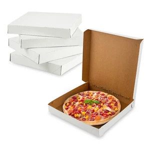 MT Products Extra Thin White Clay Coated Pizza Box 12" x 12" x 1.9" - Pack of 10 - Picture 1 of 12