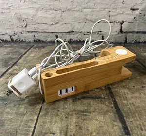 Charging Stand Mount Cradle Station Wood Dock With Chargers Included - Picture 1 of 12