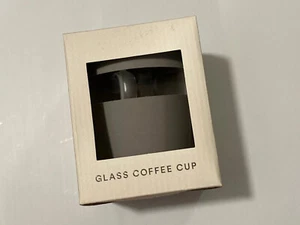 12oz Reusable  Glass Coffee Cup. Toughened Glass Cup & Non-Slip Silicone Band. - Picture 1 of 3