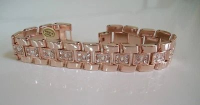 Pulsera de eslabones de moda elegante con acabado en oro rosa bling para hombre  Foto 1 de 4