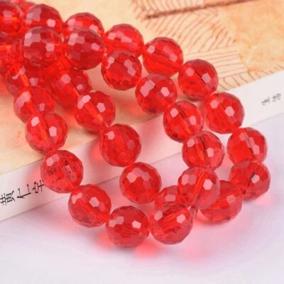Round Disco Ball 6mm 8mm 10mm 12mm 96 Facets Faceted Crystal Glass Loose Beads - Image 1 of 4