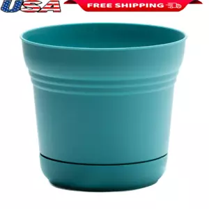 12in Resin Planter W/ Saucer Drainage Holes Indoor Outdoor Garden Pot Durable US - Picture 1 of 5