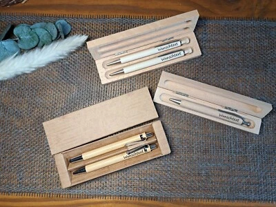 Holzkugelschreiber mit Gravur im Etui, Kugelschreiber, Geburtstag, Geschenk - Bild 1 von 4