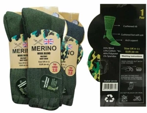 Mens Thermal Winter Socks Merino Wool Blend Military Work Boot 2.8Tog 6-11 Size - Picture 1 of 7