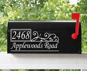 Set of 2 - 11" x 5" Custom Mailbox Decals Sticker Street Numbers, Many Fonts #03 - Picture 1 of 3