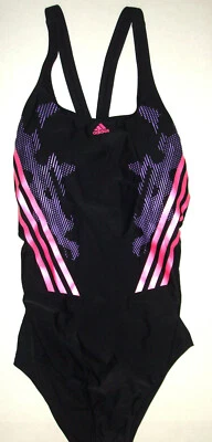 Nuevo Traje de Baño Adidas para Mujer 16 Nuevo con Etiquetas Negro Púrpura Rosa Logo Tazas Una Pieza Baño  Foto 1 de 4