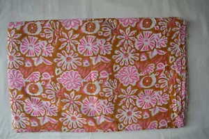 Indian Hand-Block Floral Cotton Fabric 2.5 Yard Running Craft Fabric Print_1512