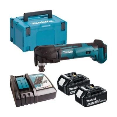 Makita DTM51Z 18v Li-Ion Multi-Tool LXT with 2 x 5ah Batteries, Charger & Case - Image 1 of 4