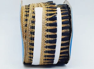 Schwarz Gold Fransenborte Indianer Zopf Deko Tanzband 2,5cm - Bild 1 von 1