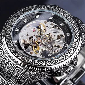 Men's Automatic Wristwatch Waterproof Stainless Steel Diamond Mechanical Watches - Picture 1 of 16