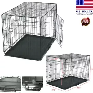 Cat Dog Folding Steel Cage Indoor Outdoor Pets Kennel Crate Playpen Wire Metal - Picture 1 of 11