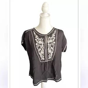 Max Studio London Women’s Embroidered Blouse, Sz M, Black/White, Summer,Boho,NWT - Picture 1 of 7