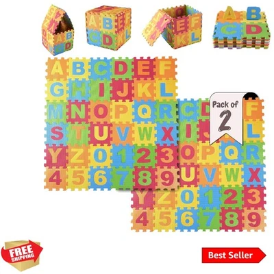 Juego de 2 alfombrillas de juego de espuma coloridas para niños - rompecabezas entrelazado para aprendizaje temprano Foto 1 de 4