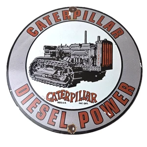 Vintage Caterpillar Sign - Heavy Equipment Trucks Service Gas Porcelain Sign - Picture 1 of 14