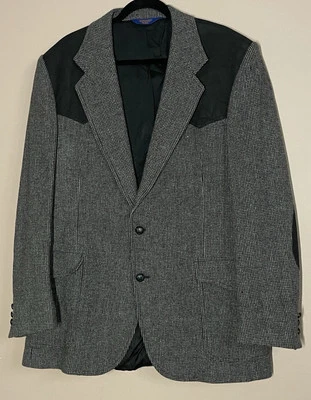 Blazer Pendleton 44 largo negro 100 % pura lana virgen gamuza parches superiores y codos Foto 1 de 4