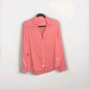 Frank & Eileen Shirt Size Small Pink 100% Cotton Light Button Collar Top Flaw ** - Picture 1 of 11