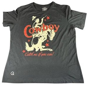 Rodeo Quincy - T-shirt grafica cowboy - nero rosso western cotone taglia large donna - Foto 1 di 5