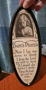 Antigua oración de bebé con marco de hojalata ahora me acuesto a dormir Nat'l Art Co. 10"  - Imagen 1 de 3