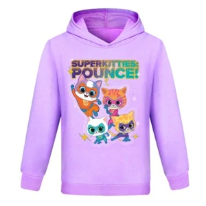 Superkitties 3-10 year old girls' hoodie and boys' pullover hoodie top - Picture 1 of 20