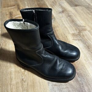 Dexter Leather Lined Boots Zip Ankle Black Mens 11 WW Vintage 8 Inch USA
