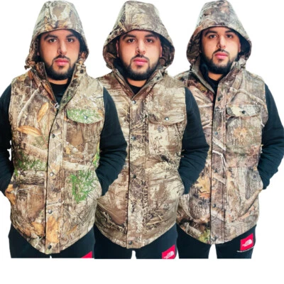 REALTREE Mens Camo Hooded Vest Waterproof Jacket Hunting Coat Shooting Fishing - Image 1 of 4