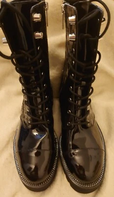 NEW MICHAEL MICHAEL KORS Women's Bryce Bootie Black Lug Logo Lace up Combat 8 M - Image 1 of 4