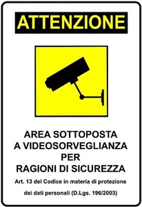 12 x Cartello Area sottoposta a videosorveglianza plastificato Adesivo 30x20cm - Imagen 1 de 1