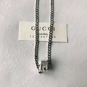 Collar Gucci Abierto Corte G GG Anillo Colgante Plata Ag925 Bordillo Cadena con GucciBox - Imagen 1 de 11