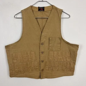 Vintage JC Higgins Vest Hunting Canvas Cotton Tan Brown Workwear - Picture 1 of 6