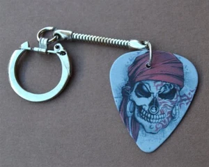 Pirate or Tribal Skull Guitar Pick Keychain - Picture 1 of 2